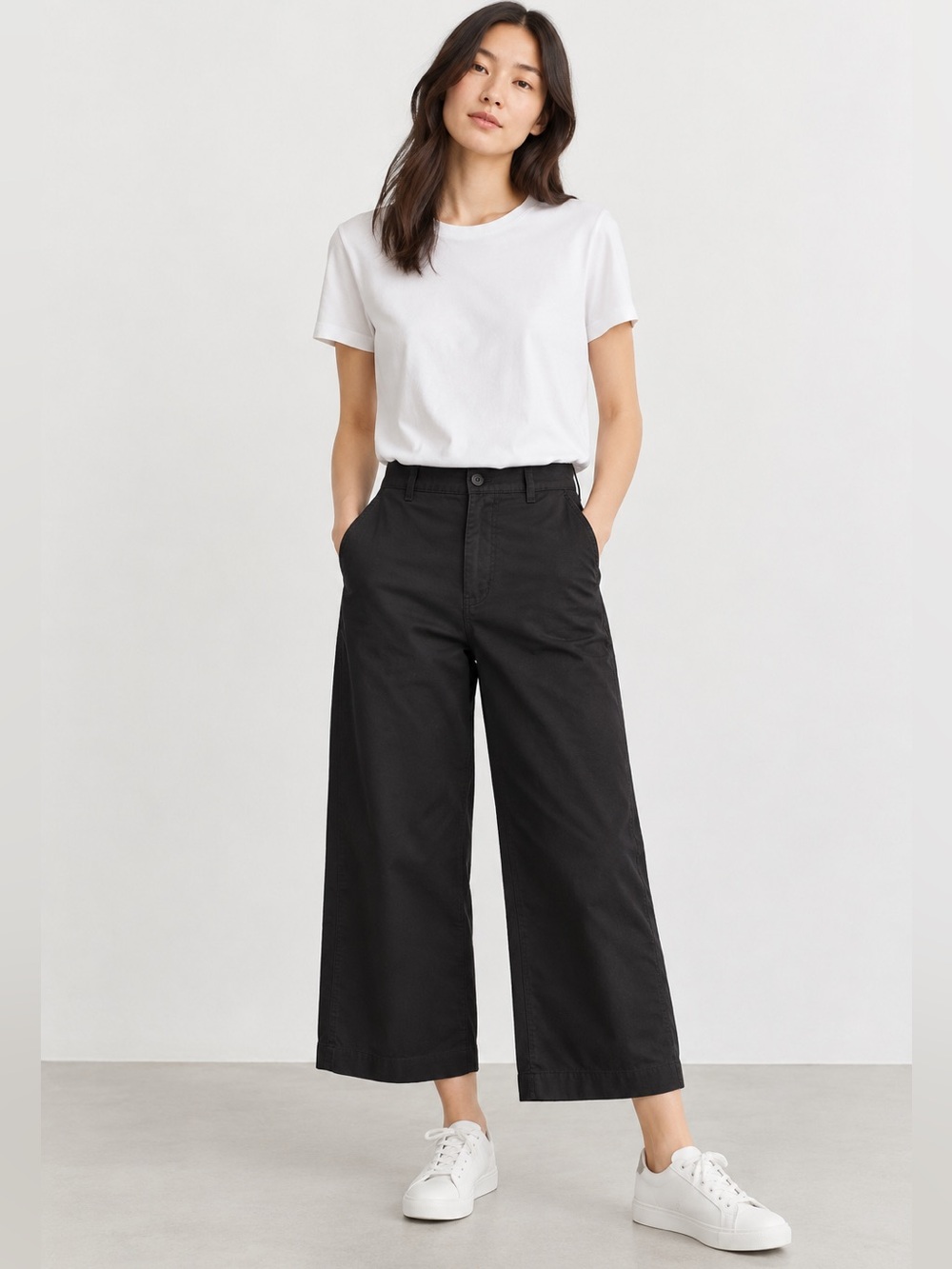 Uniqlo Black Wide-Leg Cropped Pants – Size 11